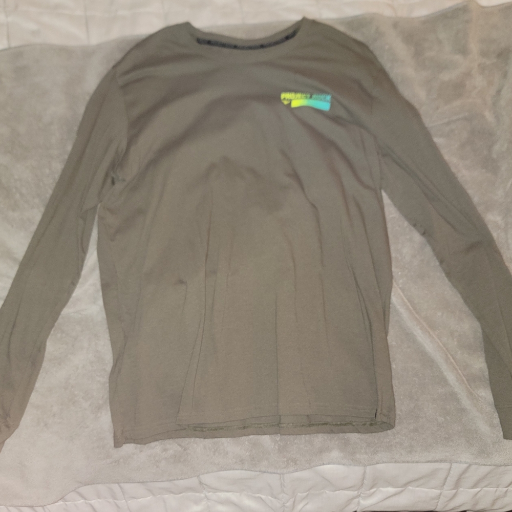 Project Rock-Under Armour Olive Long Sleeve Shirt with Logo-Dri-fit